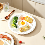 3-Compartment Ceramic Steaming Plate, Divided Breakfast Plate, Multi-grid Food Serving Tray for Steaming Dumpling Fruit, Oven Microwave Safe