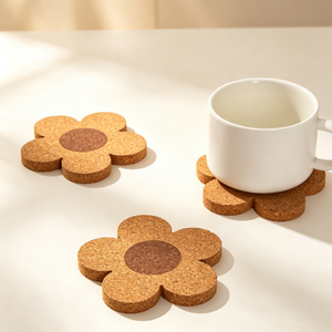 Cute Flower Cork Coasters, Vintage Heat Resistant Drink Coasters, Non-Slip Absorbent Cup Mats for Coffee Tea Mugs