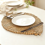 Natural Woven Leaf Placemat, Heat Resistant Rattan Table Mat, Eco Friendly Straw Coaster for Bowl Cup Plate, Minimalist Decorative Western Dining Mat for Home Kitchen Restaurant