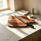 Solid Acacia Wood Steak Board with Handle, Heavy Duty Whole Wood Cutting Board, Commercial Restaurant Serving Platter for Bread Pizza Fruit